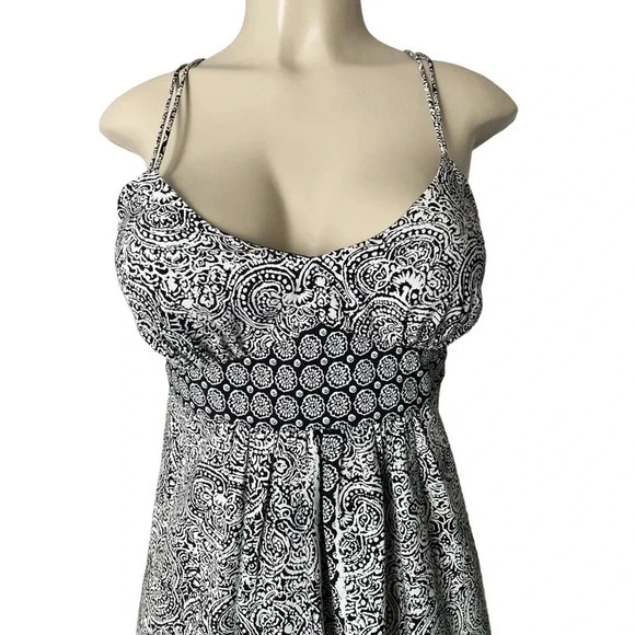 ANN TAYLOR LOFT Women’s Size 4 Maxi Dress Black/White Paisley Spaghetti Straps - Picture 3 of 7